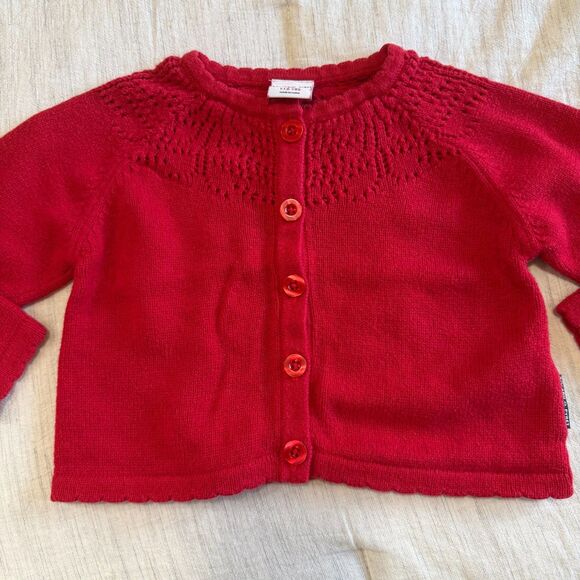 Polarn O. Pyret Baby Girl Red Holiday Cardigan Wool Size 1-1.5 yrs 12-18 months - Picture 2 of 14